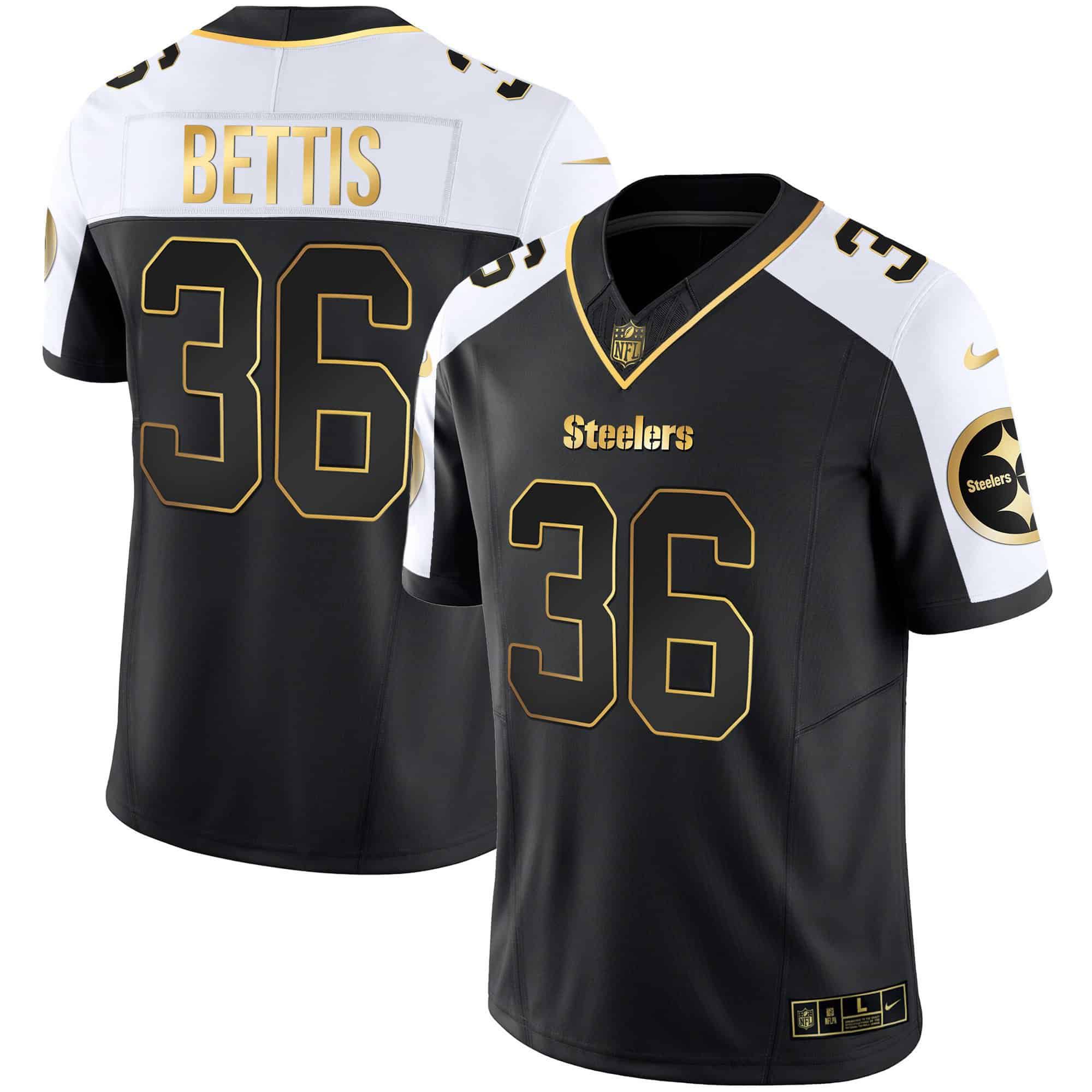 Men Pittsburgh Steelers #36 Bettis Black Gold 2024 Nike Vapor Limited NFL Jersey